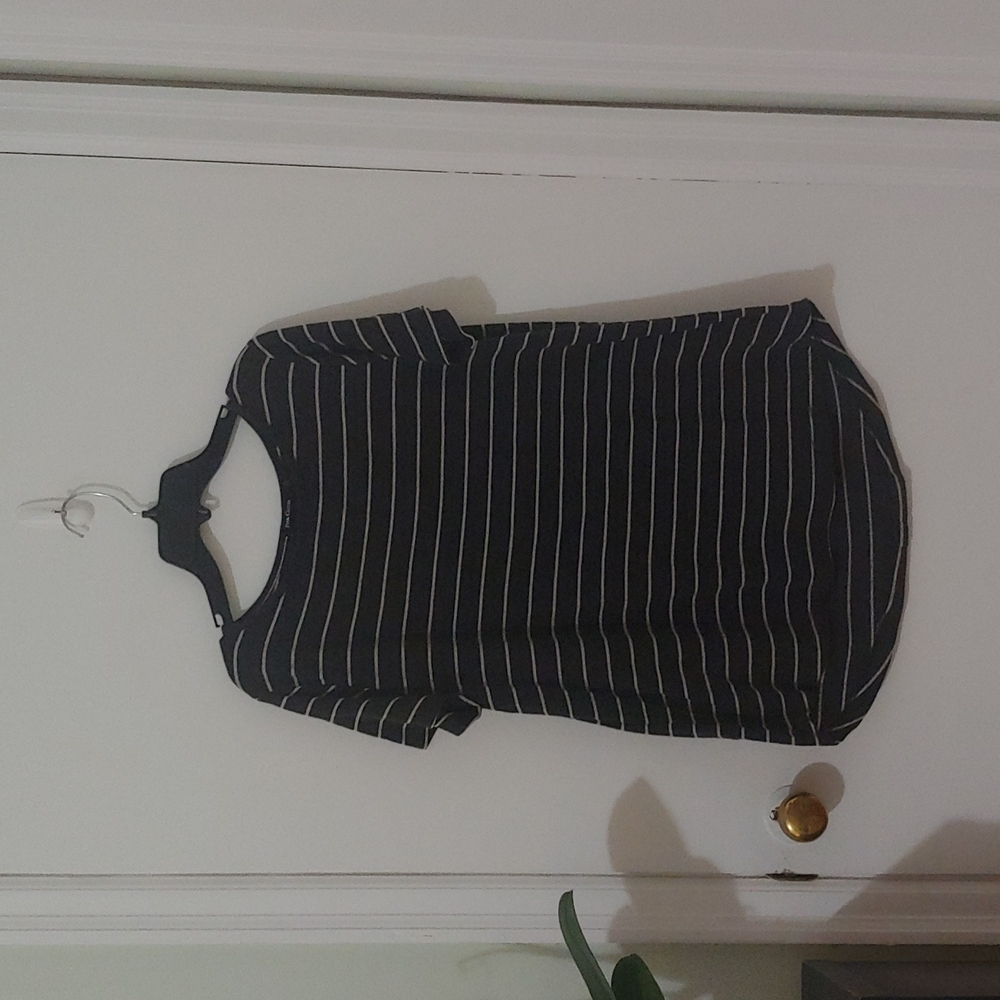Pink Clover dark gray and white horizontally striped shirt... Casual